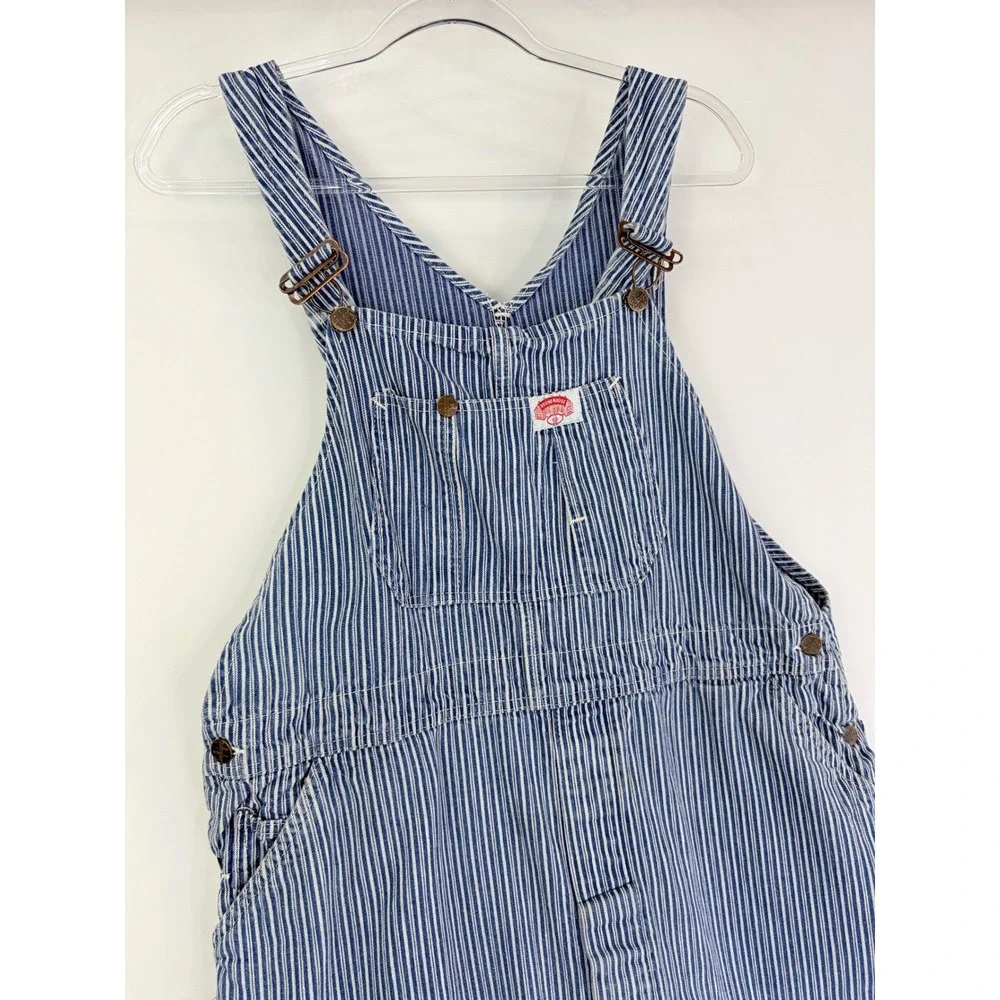 Round House Hickory Stripe Overalls Sanforized Men Large? Blue Workwear Bibs USA